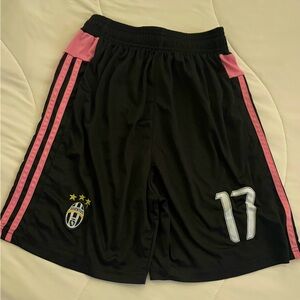 Adidas size small black and pink stripped athletic shorts